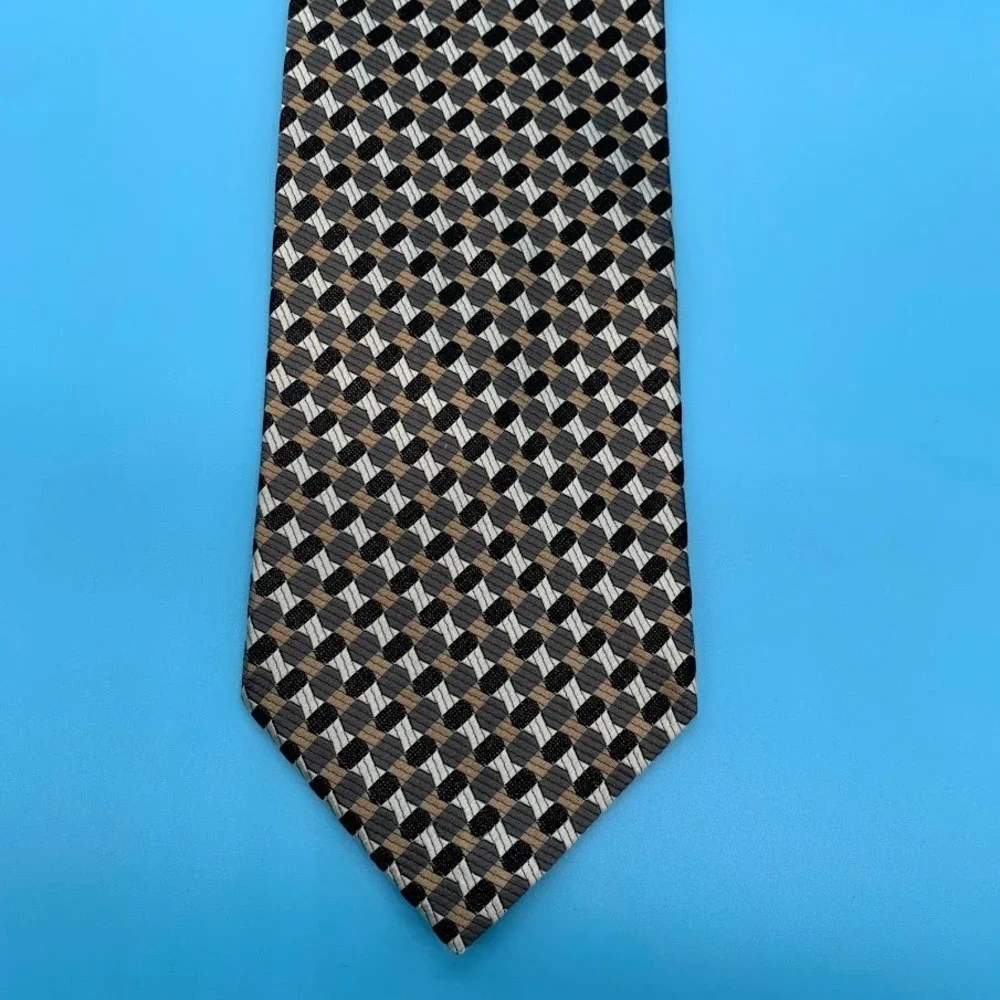 Vintage Foggia Geometric Patterned Preppy Men's Classic Silk Neck‎ Tie
